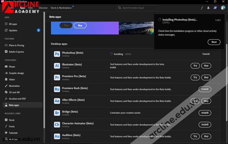 huong dan cai dat photoshop beta 2