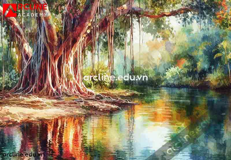 Cách Vẽ Cây Đa 1